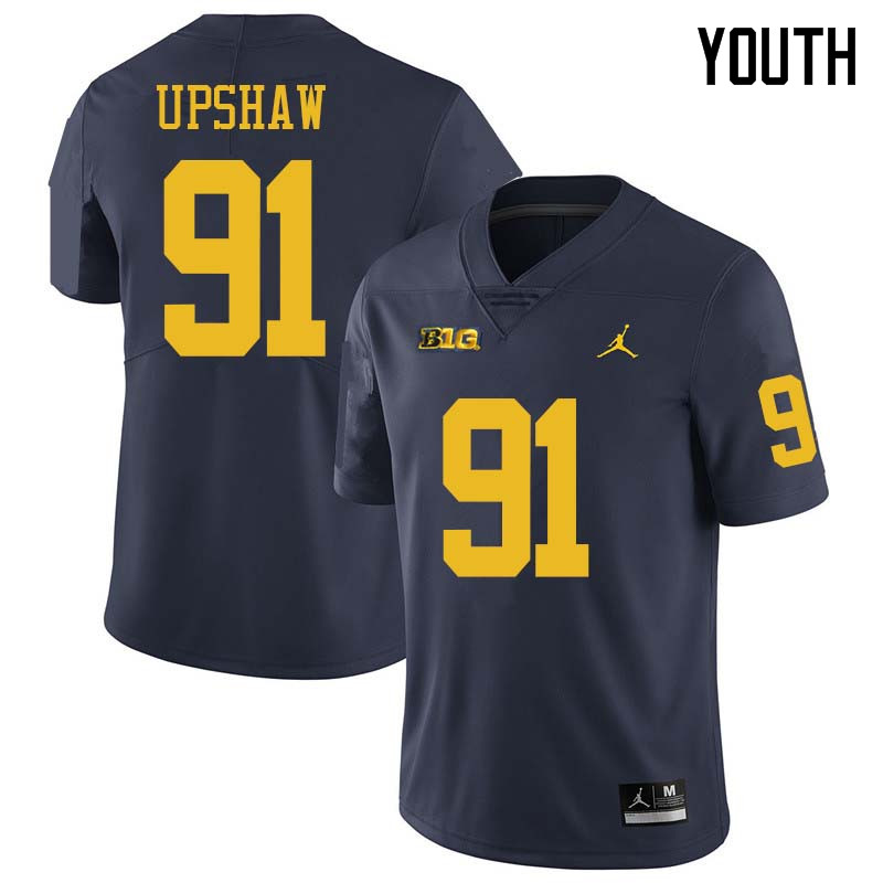 Jordan Brand Youth #91 Taylor Upshaw Michigan Wolverines College Football Jerseys Sale-Navy